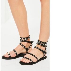 New Missguided Studded Gladiator Black Sandals in Size 8